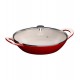 Caçarola 30cm Baixa Vermelho Com Tampa De Vidro Fundo Indução